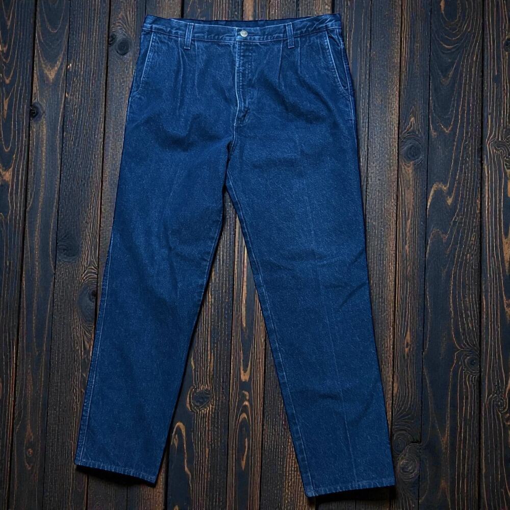 Vintage 90s Rocky Mountain Jeans Mens Dark Wash Pleated Western Denim Size 36/32